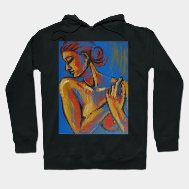 Mellow Yellow - Female Nude Portrait Hoodie by CarmenT